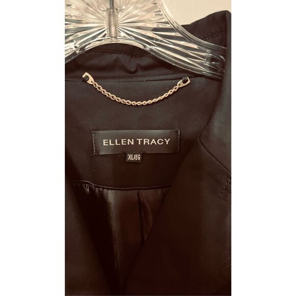 Ellen Tracy Navy Blue Belted Trench Coat Rain Coat Womens Size XL - Picture 4 of 9